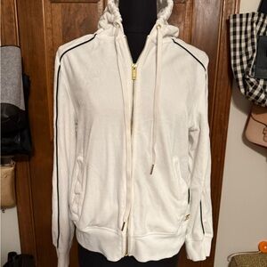 White velvety Calvin Klein zip up hoodie